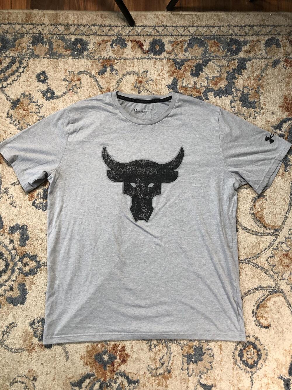 Under Armour Blood Sweat Respect Shirt Mens XL Gray Bull Graphic Athletic Tee
